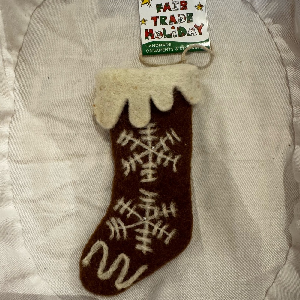 100% Wool Mini Holiday Stocking Ornament Fair Trade - NWT